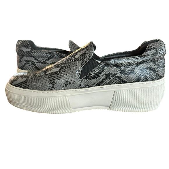 J Slides SlipOn Platform Sneaker Snake-Embossed Cleo Leather Black Size 9.5 - Picture 9 of 15